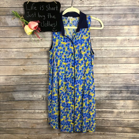Splendid Dresses & Skirts - Splendid blue yellow sleeveless drop waist dress